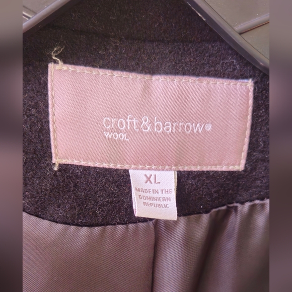 Croft & Barrow Black Double Breasted Peacoat - Size XL - Picture 3 of 6